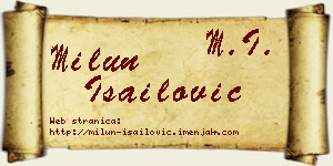 Milun Isailović vizit kartica